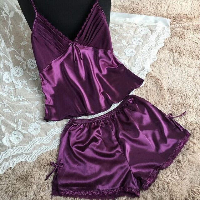 Deep V-neck Sexy Shorts Sleepwear