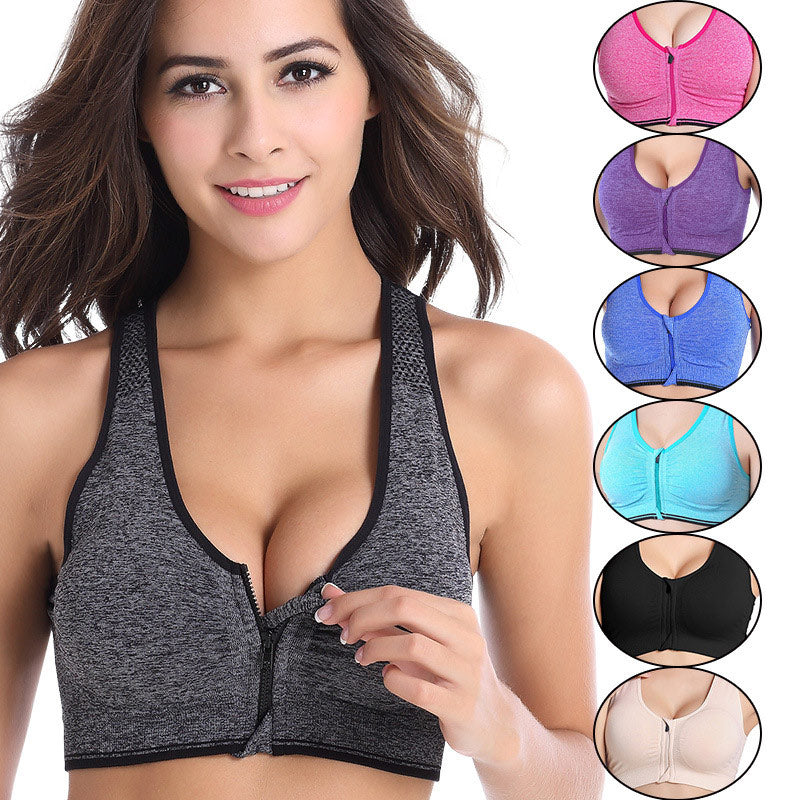 Zipper Push Up Sports Bras