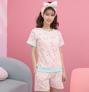 short pants + short sleeve tops pajamas sets