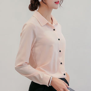 White Blouse Women Chiffon Office Career Shirts Tops