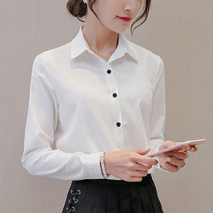 White Blouse Women Chiffon Office Career Shirts Tops