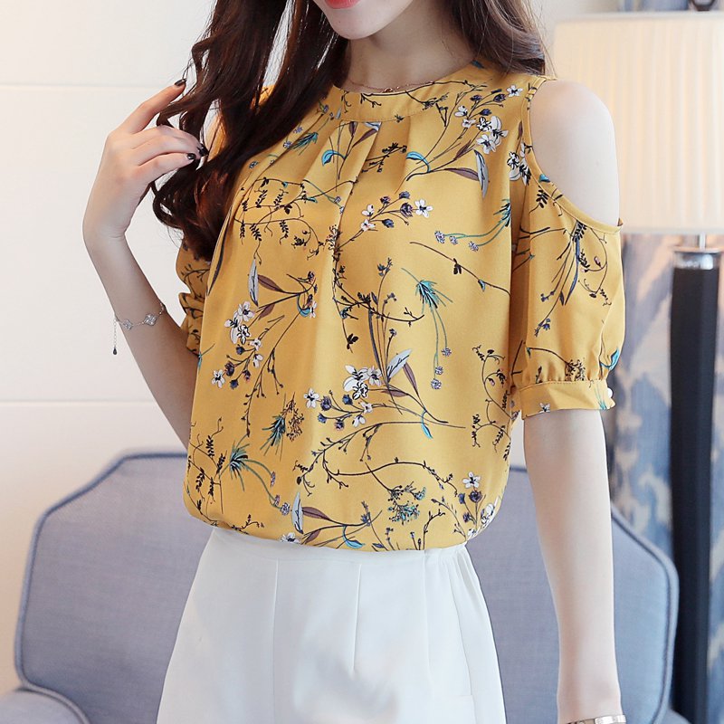 Chiffon Print Blusas Floral Shirt