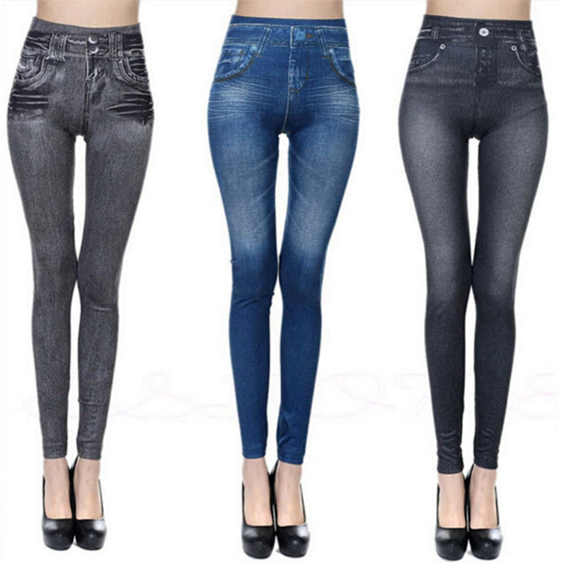 Denim Pants with Pocket Slim Leggings