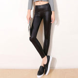 Faux Leather Leggings Navy Blue Sexy Women Leggins