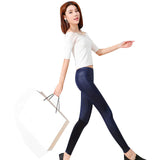 Faux Leather Leggings Navy Blue Sexy Women Leggins