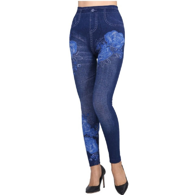 Sexy Faux Denim Jeans Leggings