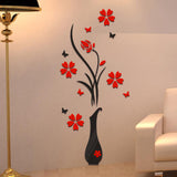 3D  Vase Flower Tree Wall Stickers