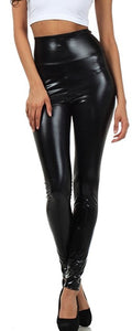 Women High Elastic Thin Faux Leather Leggings