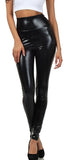 Women High Elastic Thin Faux Leather Leggings