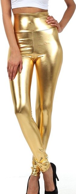 Women High Elastic Thin Faux Leather Leggings