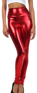 Women High Elastic Thin Faux Leather Leggings