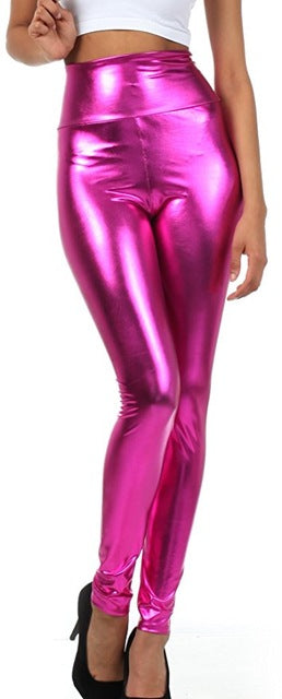 Women High Elastic Thin Faux Leather Leggings