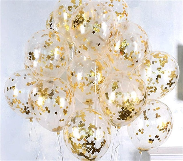 10pcs/lot Clear Gold Star Happy Birthday Balloons