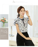 Chiffon Blouse Ruffled Collar Bow Neck Shirt