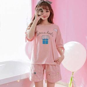 short pants + short sleeve tops pajamas sets