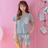 short pants + short sleeve tops pajamas sets