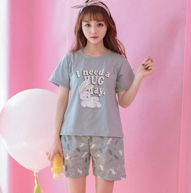 short pants + short sleeve tops pajamas sets