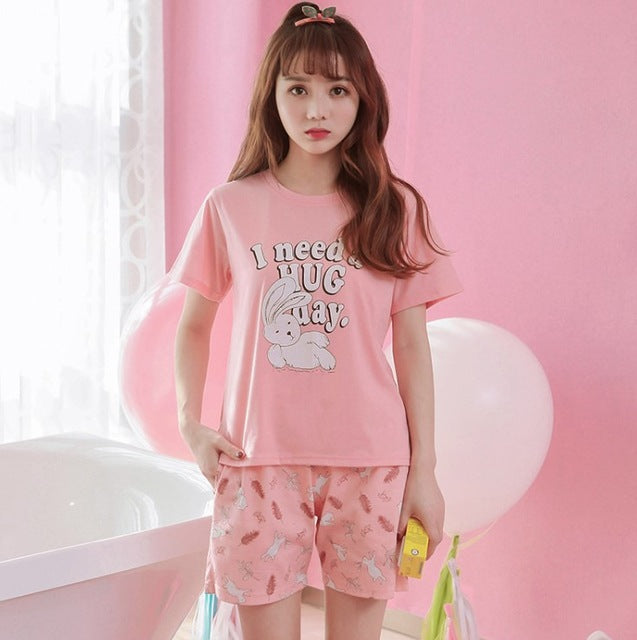 short pants + short sleeve tops pajamas sets