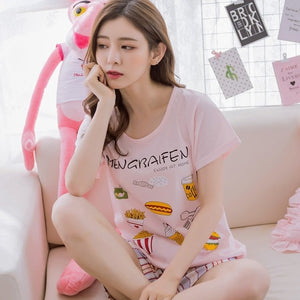 short pants + short sleeve tops pajamas sets