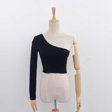 Off Shoulder Sexy Female Knitted Crop Top