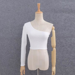 Off Shoulder Sexy Female Knitted Crop Top