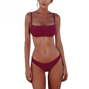 Summer Women Solid Bikini Set