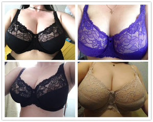 Sexy Lace Sheer Underwire Plus Size Bra