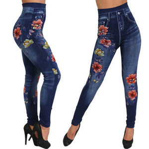 High Waisted Denim Jeans Leggings