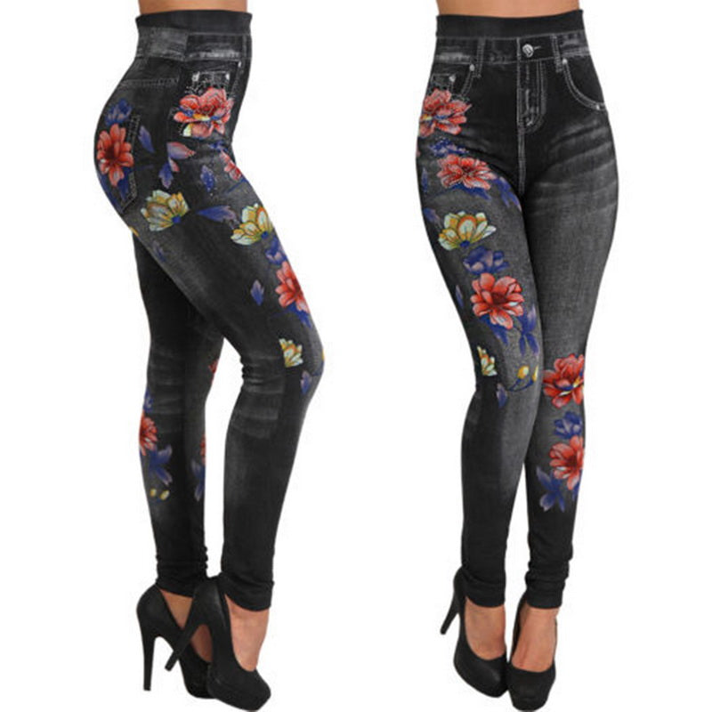 High Waisted Denim Jeans Leggings