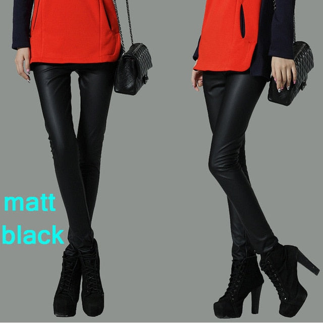 winter Women legging skinny PU leather pencil Leggings