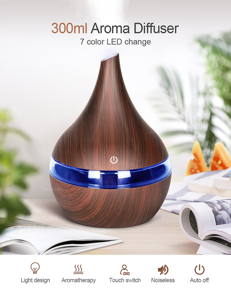 300ml USB Electric Aroma air diffuser wood Ultrasonic