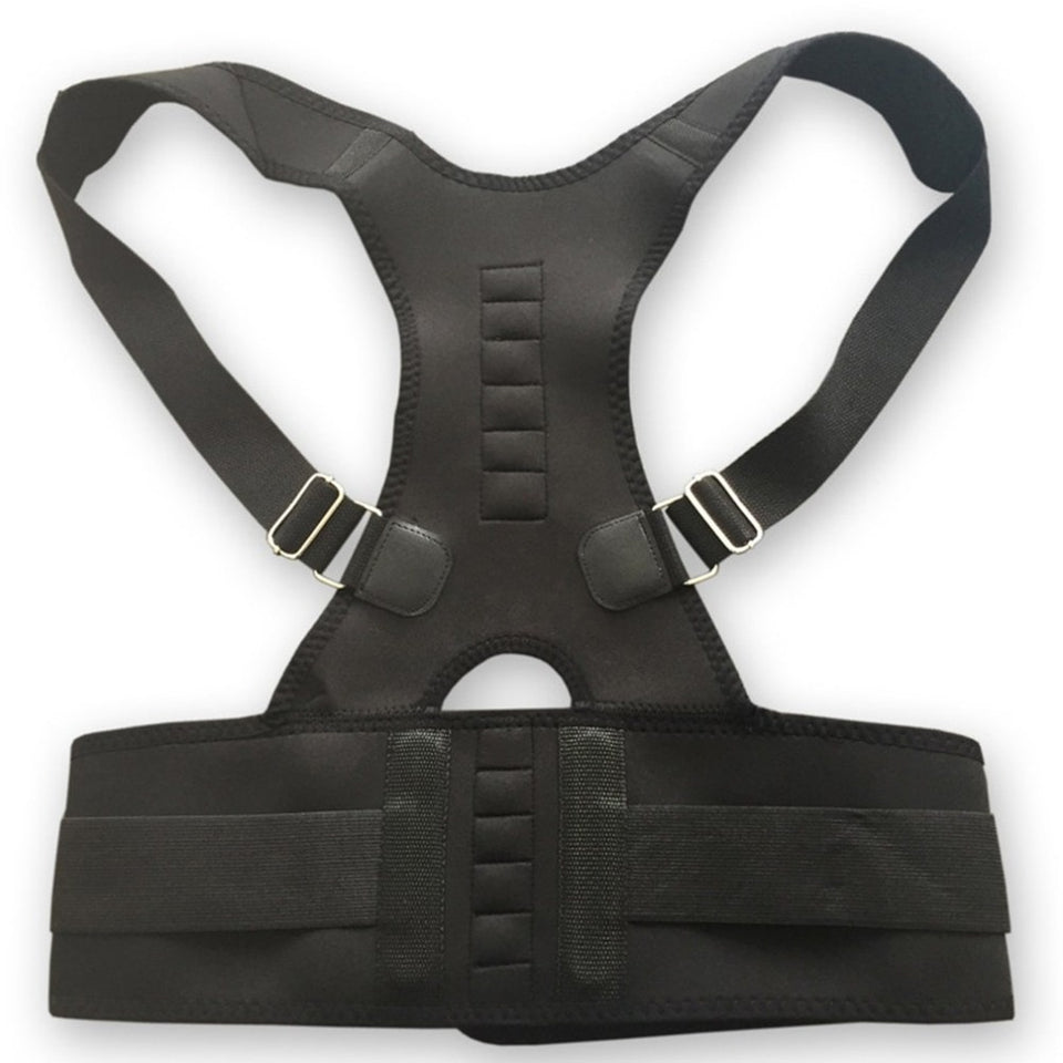 Black Neoprene Magnetic Posture Corrector Bad Back Lumbar Shoulder Support Back Pain Brace Band Belt Unisex Comfortable Wear